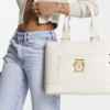 Love Moschino logo scarf detail shoulder bag in neutral